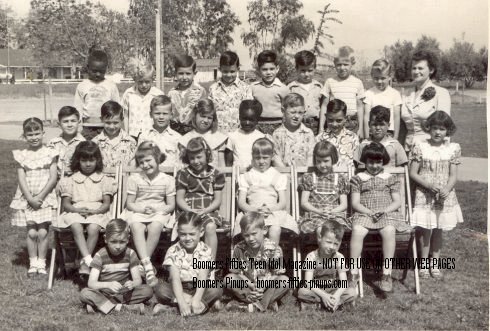 1st grade class, 1953 childrens fashions