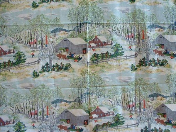 grandma moses curtain fabric
